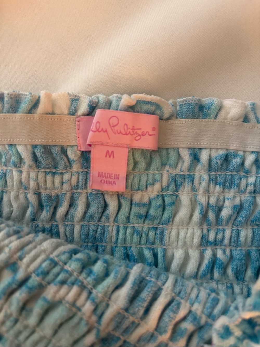 Lilly Pulitzer Blue & Aqua Smocked Strapless terry cloth swim cover up - Picture 3 of 3